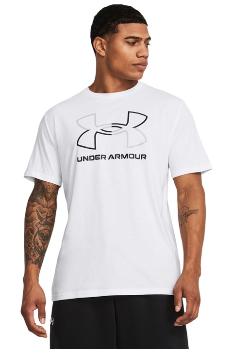 Under Armour, Tricou cu imprimeu logo Foundation, Alb/Negru