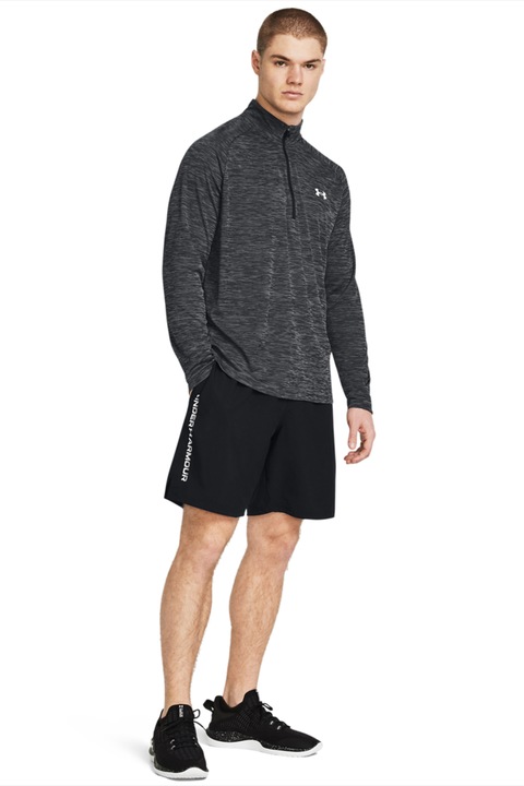 Under Armour, Pantaloni scurti cu logo lateral, pentru fitness Wordmark, Negru, Alb optic, 2XL