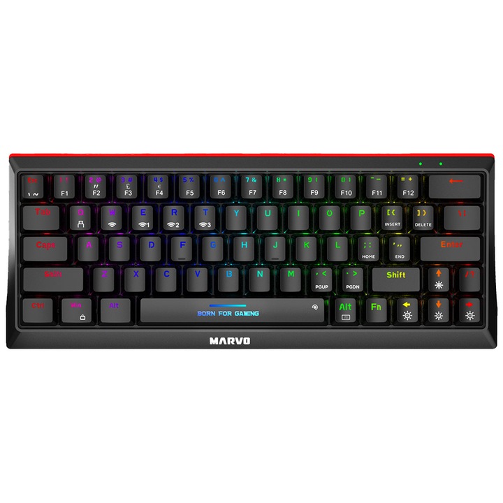 Tastatura gaming Marvo KG962, Iluminare Rainbow, Mecanica, Negru