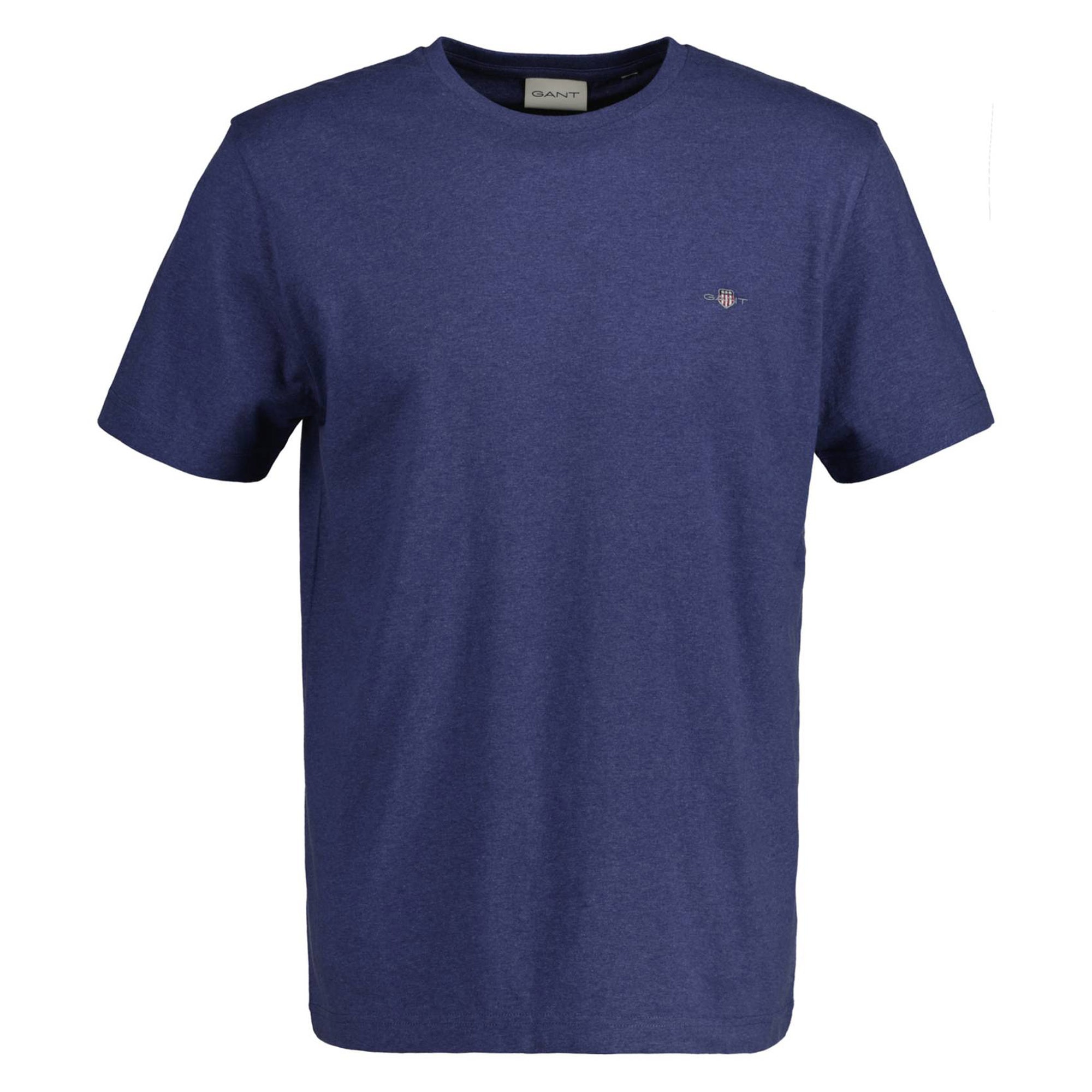 Gant, Tricou regular fit din bumbac Shield, Albastru inchis, M