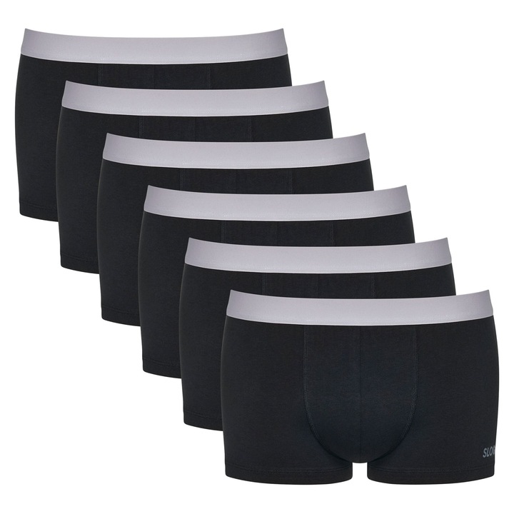 Sloggi, Set de boxeri cu model uni - 6 perechi, Negru