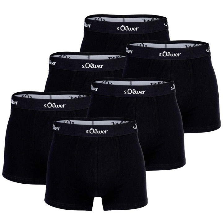 s.Oliver, Set de boxeri cu banda logo in talie 20449 - 6 perechi, Negru