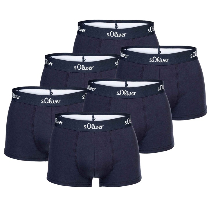 s.Oliver, Set de boxeri cu banda logo in talie - 6 perechi, Marine Blue, M