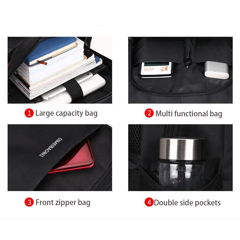 Rucsac laptop, zhuoqiao, Textil, USB, Negru