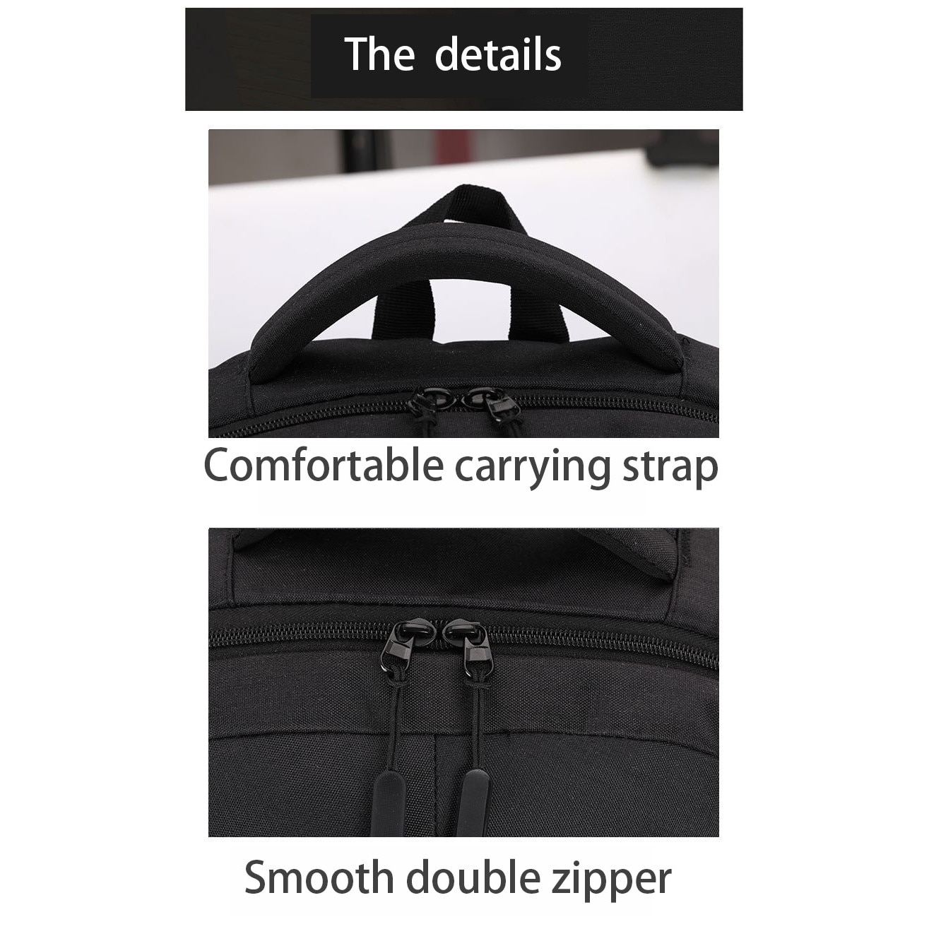 Rucsac laptop, zhuoqiao, Textil, USB, Negru