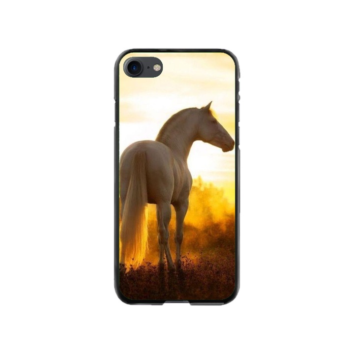 Персонализиран калъф за плуване и силиконово фолио за Apple iPhone SE 2020, модел Horse #2, многоцветен, S1D1M0218