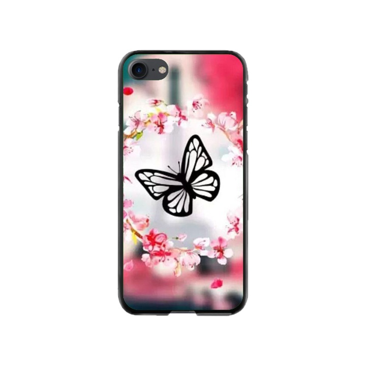 Персонализиран калъф за плуване и силиконово фолио за Apple iPhone 8, модел Butterfly #8, многоцветен, S1D1M0380