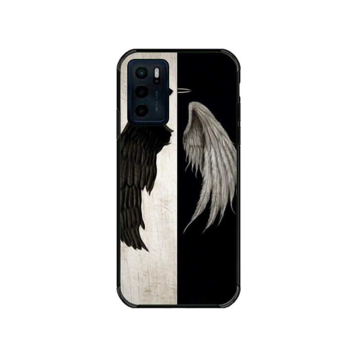 Husa personalizata HQPrint si Folie de Silicon pentru Motorola Moto G42, model Angel Wings, multicolor, S1D1M0004