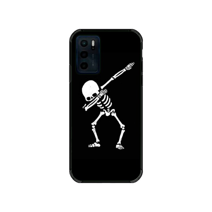 Husa personalizata HQPrint si Folie de Silicon pentru Motorola Moto G42, model Dab Skeleton, multicolor, S1D1M0034