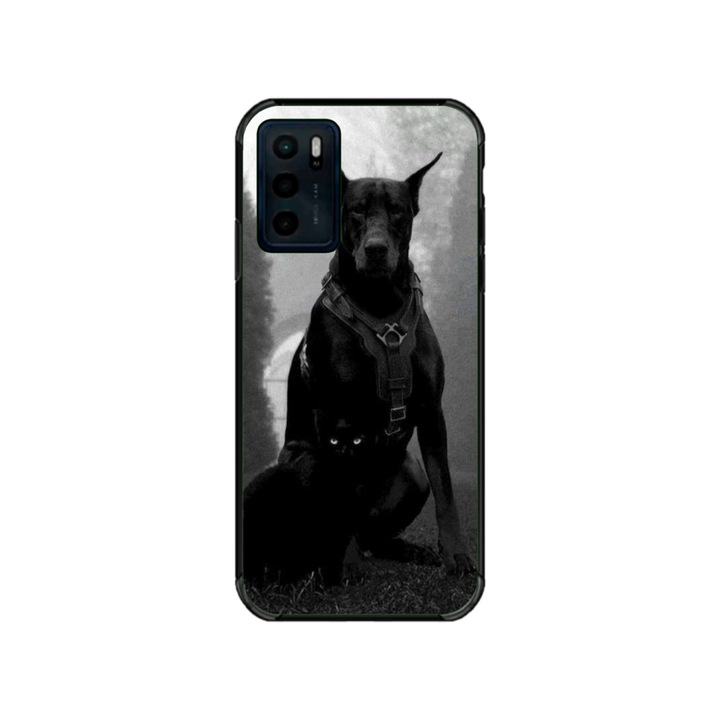 Husa personalizata HQPrint si Folie de Silicon pentru Motorola Moto G42, model Doberman, multicolor, S1D1M0018