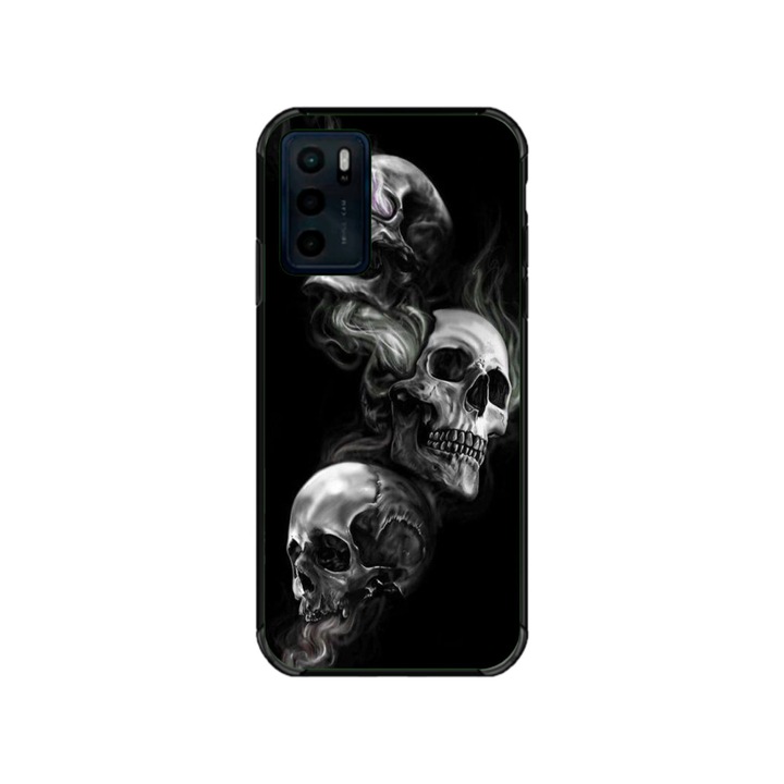 Husa personalizata HQPrint si Folie de Silicon pentru Motorola Moto G42, model Skulls, multicolor, S1D1M0032