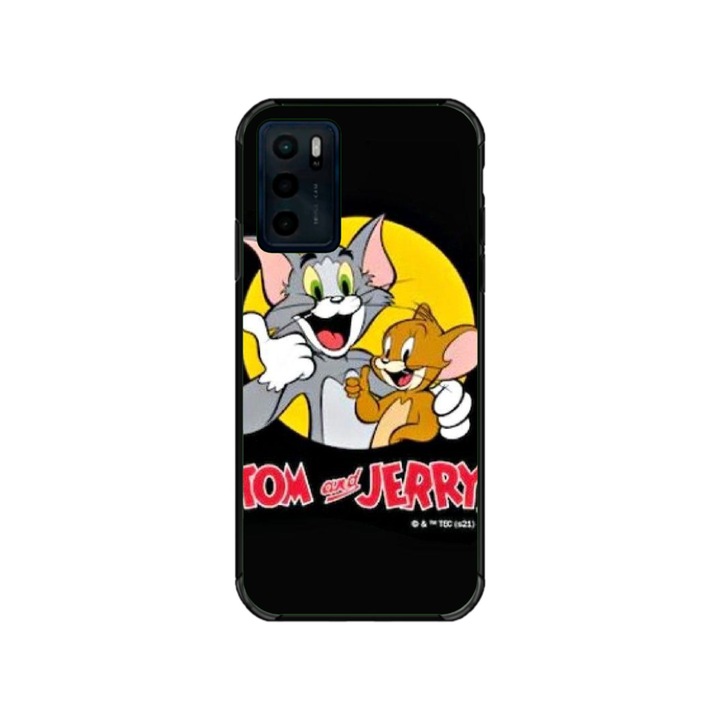Husa personalizata HQPrint si Folie de Silicon pentru Motorola Moto G42, model Tom and Jerry #4, multicolor, S1D1M0226