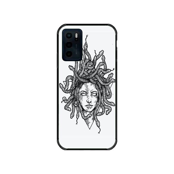 Husa personalizata HQPrint si Folie de Silicon pentru Motorola Moto G42, model Medusa #2, multicolor, S1D1M0230