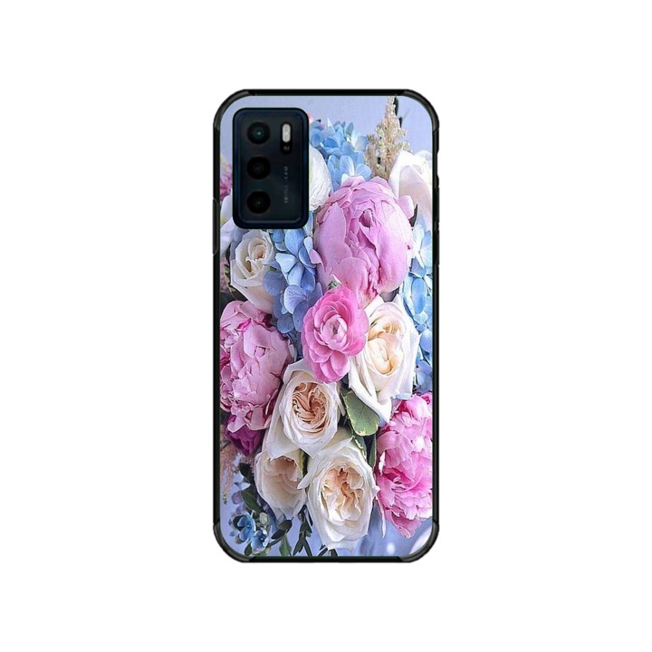 Husa personalizata HQPrint si Folie de Silicon pentru Motorola Moto G42, model Flowers #1, multicolor, S1D1M0026