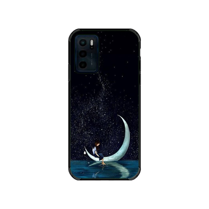 Husa personalizata HQPrint pentru Motorola Moto G42, model Moon Fishing, multicolor, S1D1M0270