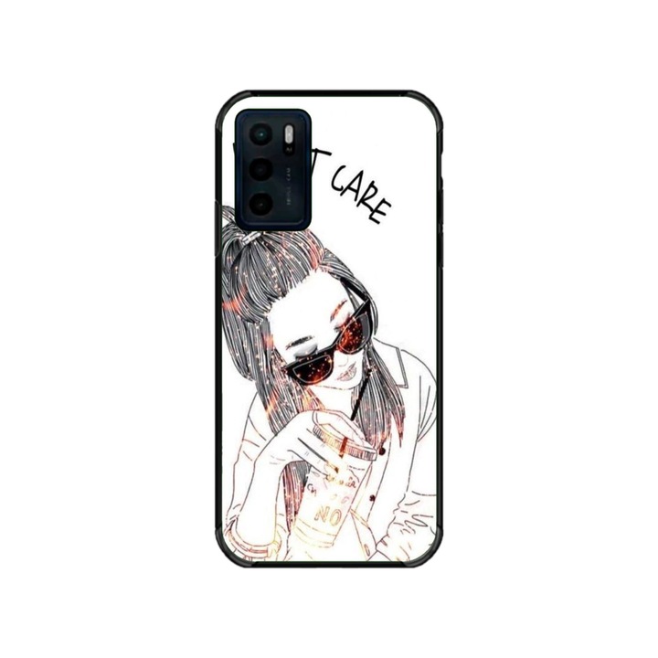 Husa personalizata HQPrint si Folie de Silicon pentru Motorola Moto G42, model I don't care, multicolor, S1D1M0320