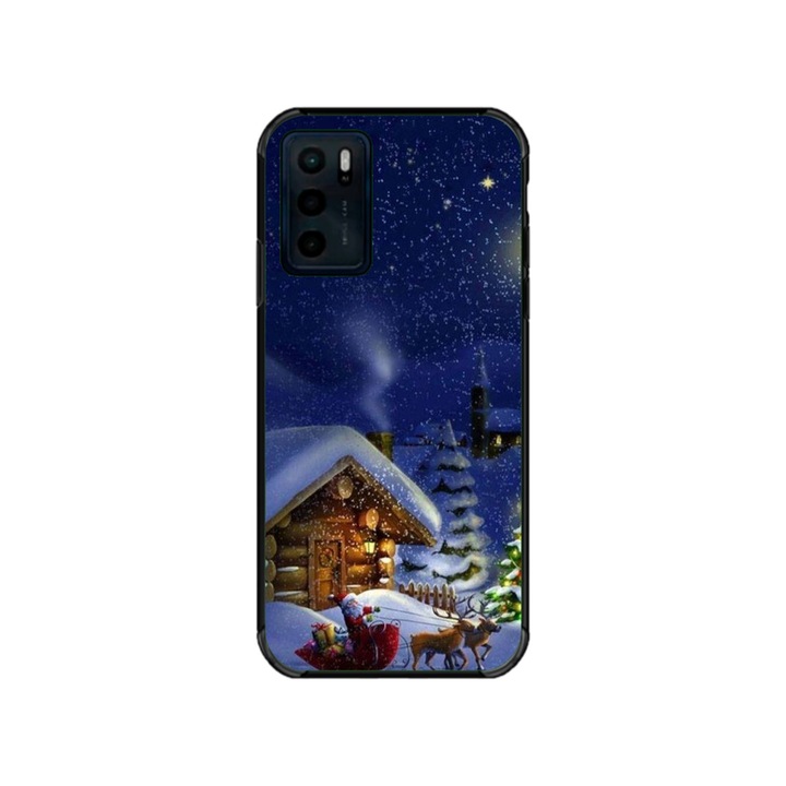 Husa personalizata HQPrint si Folie de Silicon pentru Motorola Moto G42, model Christmas Cottage, multicolor, S1D1M0059