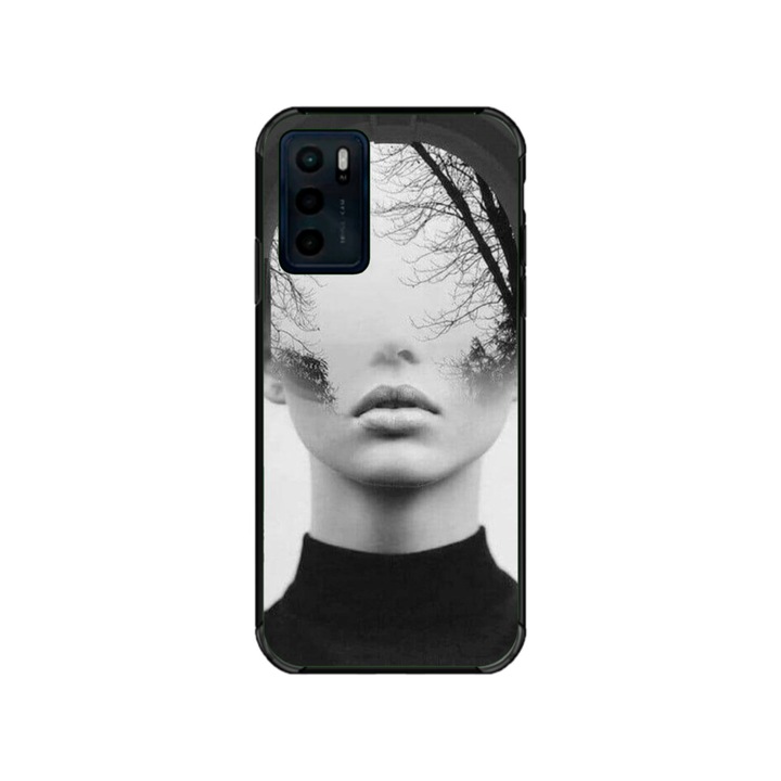 Husa personalizata HQPrint si Folie de Silicon pentru Motorola Moto G42, model Abstract Lady, multicolor, S1D1M0066