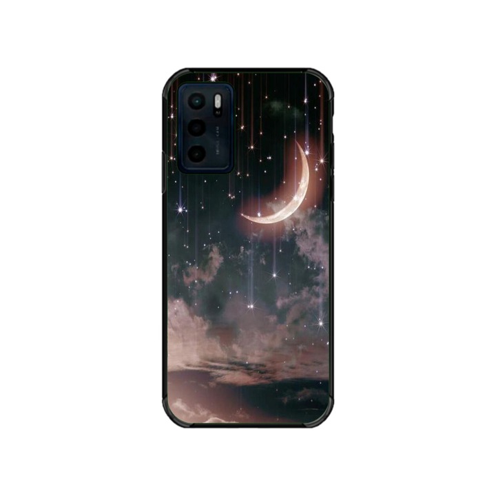 Husa personalizata HQPrint si Folie de Silicon pentru Motorola Moto G42, model Falling Stars, multicolor, S1D1M0269