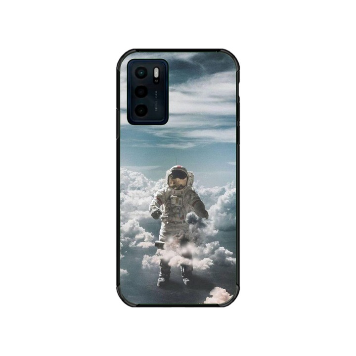 Husa personalizata HQPrint si Folie de Silicon pentru Motorola Moto G42, model Astronaut in the Clouds, multicolor, S1D1M0290