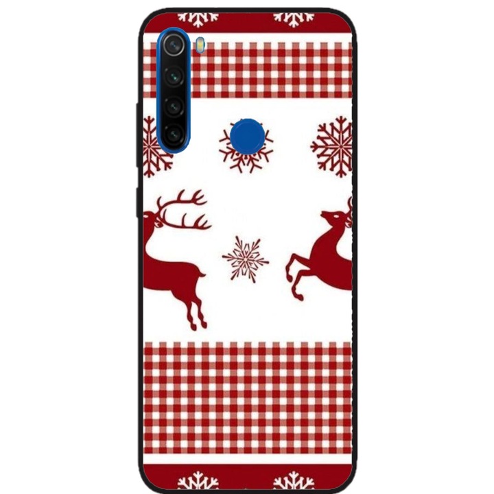 Husa personalizata HQPrint si Folie de Silicon pentru Xiaomi Redmi Note 8T, model Reindeer #1, multicolor, S1D1M0051