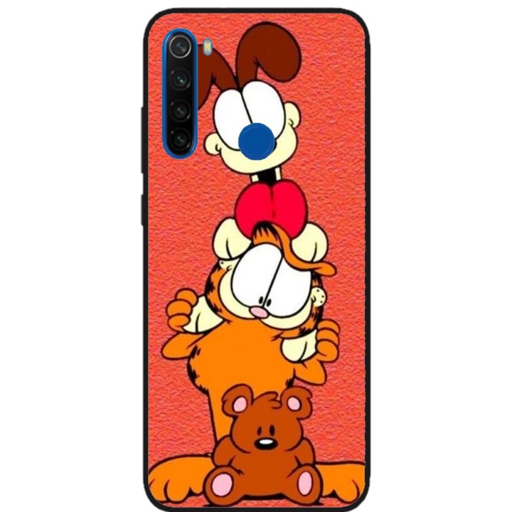 Husa personalizata HQPrint si Folie de Silicon pentru Xiaomi Redmi Note 8T, model Garfield, multicolor, S1D1M0085