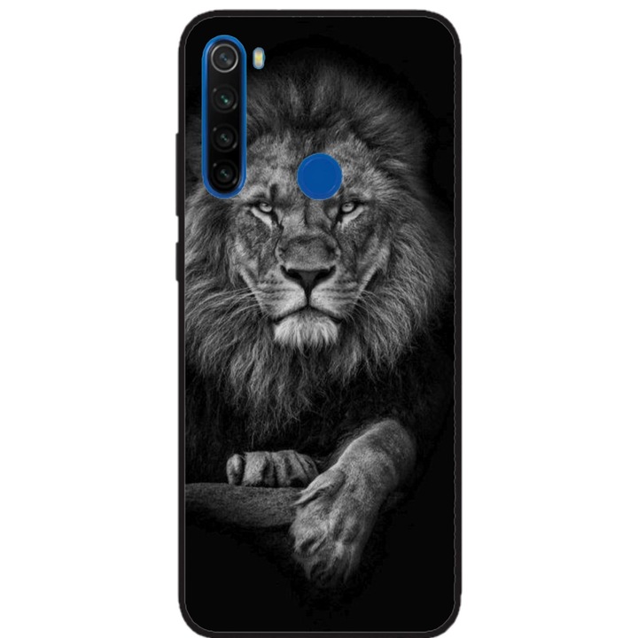 Husa personalizata HQPrint si Folie de Silicon pentru Xiaomi Redmi Note 8T, model Lion #2, multicolor, S1D1M0117