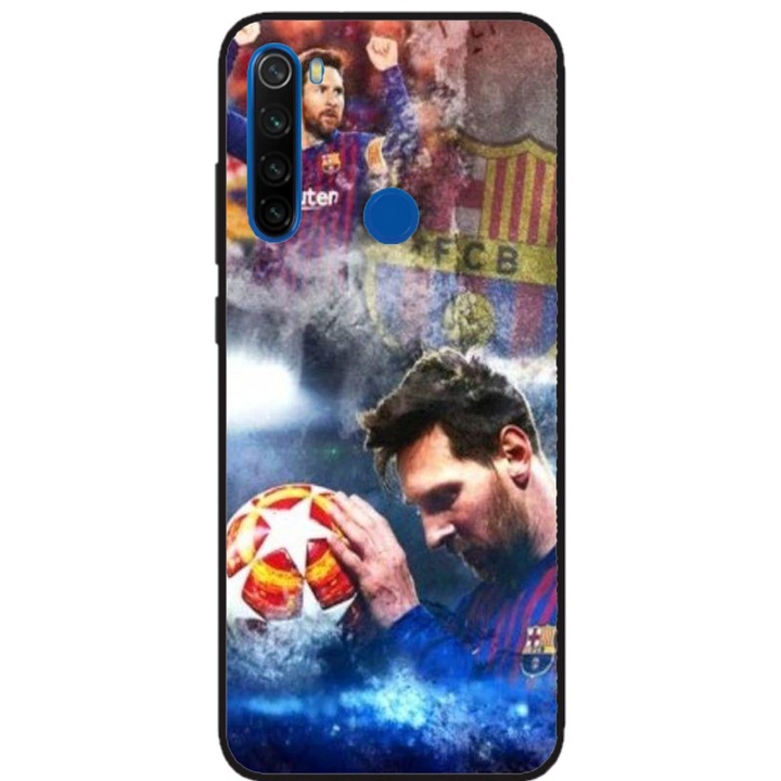 Husa personalizata HQPrint si Folie de Silicon pentru Xiaomi Redmi Note 8T, model Messi #1, multicolor, S1D1M0122