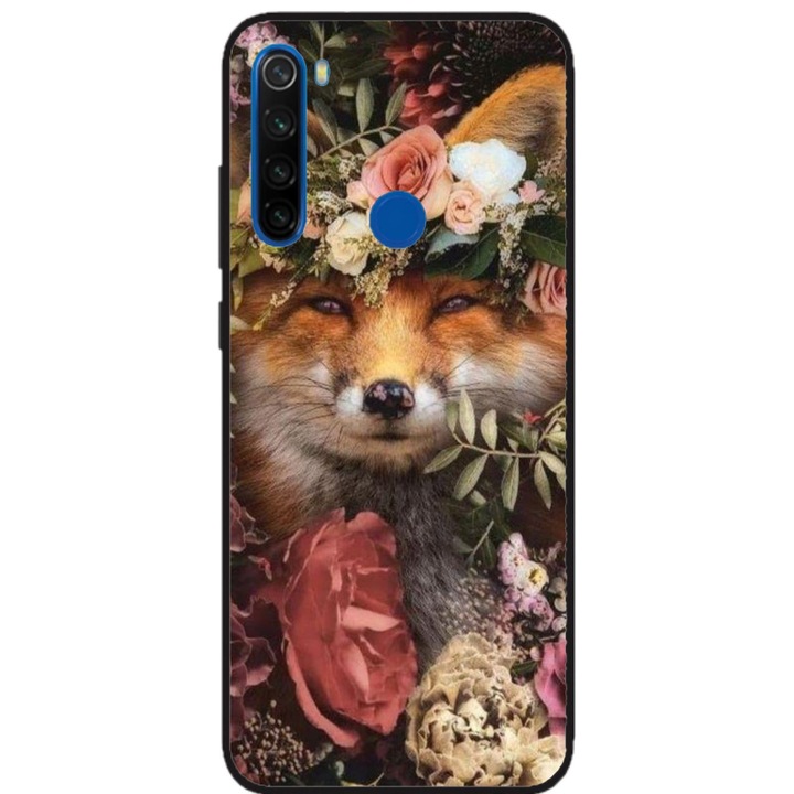 Husa personalizata HQPrint si Folie de Silicon pentru Xiaomi Redmi Note 8, model Fox, multicolor, S1D1M0213