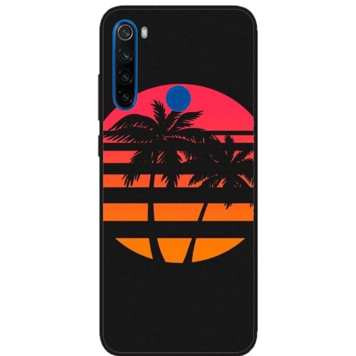 Husa personalizata HQPrint si Folie de Silicon pentru Xiaomi Redmi Note 8, model Beach View #3, multicolor, S1D1M0337