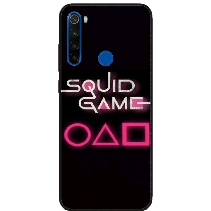 Husa personalizata Swim Case si Folie de Silicon pentru Xiaomi Redmi Note 8, model Squid Game #4, multicolor, S1D1M0176