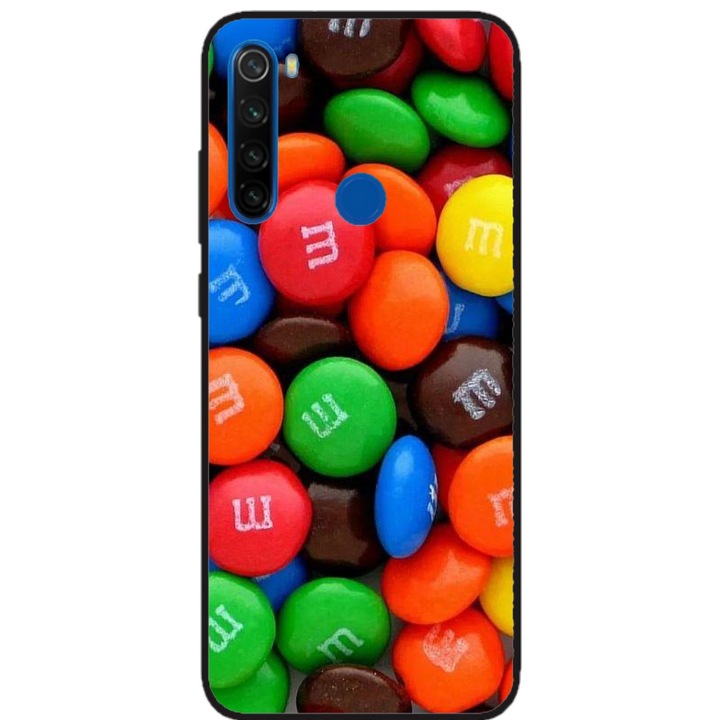 Husa personalizata HQPrint si Folie de Silicon pentru Xiaomi Redmi Note 8T, model MandM, multicolor, S1D1M0257