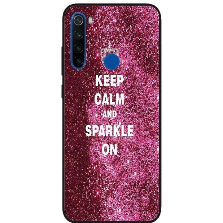 Husa personalizata HQPrint pentru Xiaomi Redmi Note 8, model Keep Calm and Sparkle On, multicolor, S1D1M0252