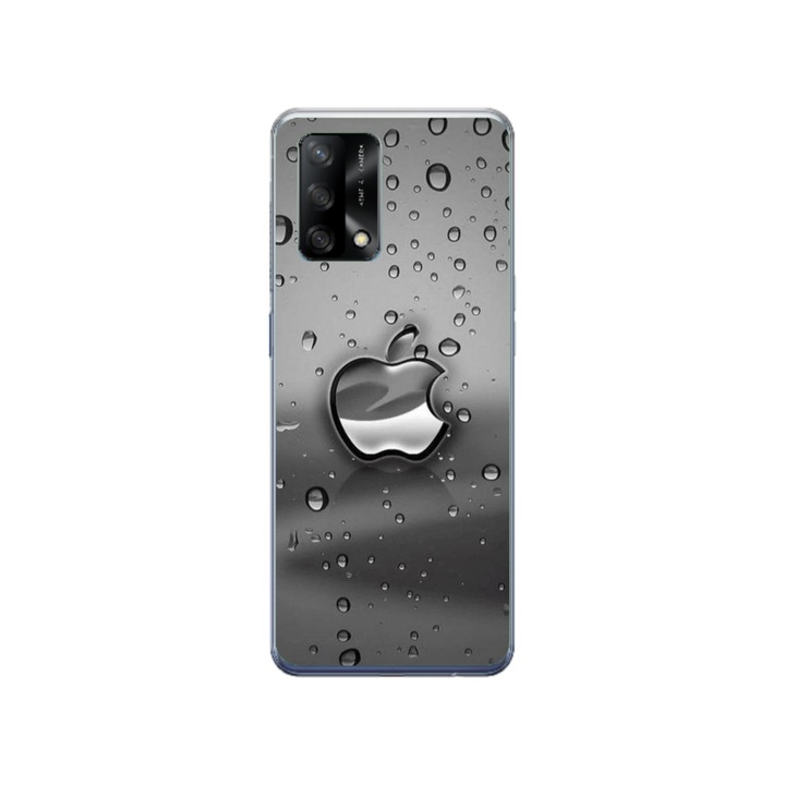 Персонализиран калъф за плуване и силиконово фолио за OPPO A74, Rainy модел с лого на Apple, многоцветен, S1D1M0148