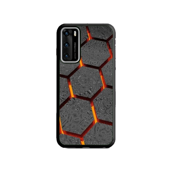 Персонализиран калъф за плуване и силиконово фолио за OPPO Reno6 Pro 5G, модел Lava Hex, многоцветен, S1D1M0265