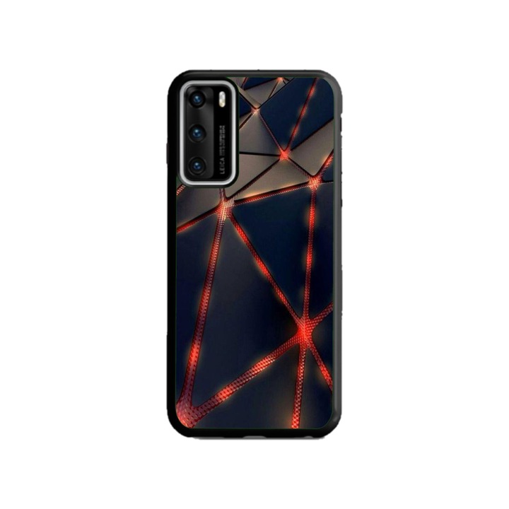 Персонализиран калъф за плуване и силиконово фолио за OPPO Reno6 Pro 5G, модел Lava Triangles, многоцветен, S1D1M0367