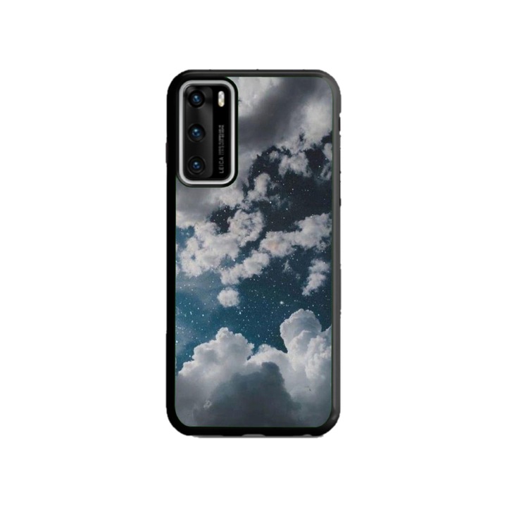 Husa personalizata HQPrint si Folie de Silicon pentru Huawei P40 Pro, model Blue Sky, multicolor, S1D1M0023