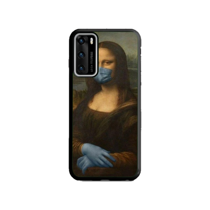 Персонализиран калъф за плуване и силиконово фолио за OPPO Reno6 5G, модел Covid Mona Lisa, многоцветен, S1D1M0327