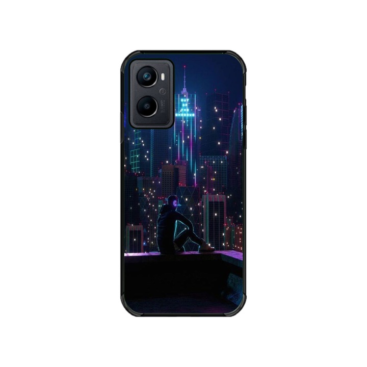 Husa personalizata HQPrint pentru OPPO A96, model Neon City, multicolor, S1D1M0260