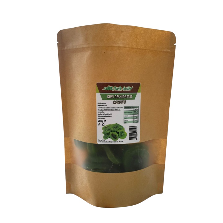 Kiwi confiat felii 200g – gust exotic, culoare vibranta – ambalaj SmartZip resigilabil