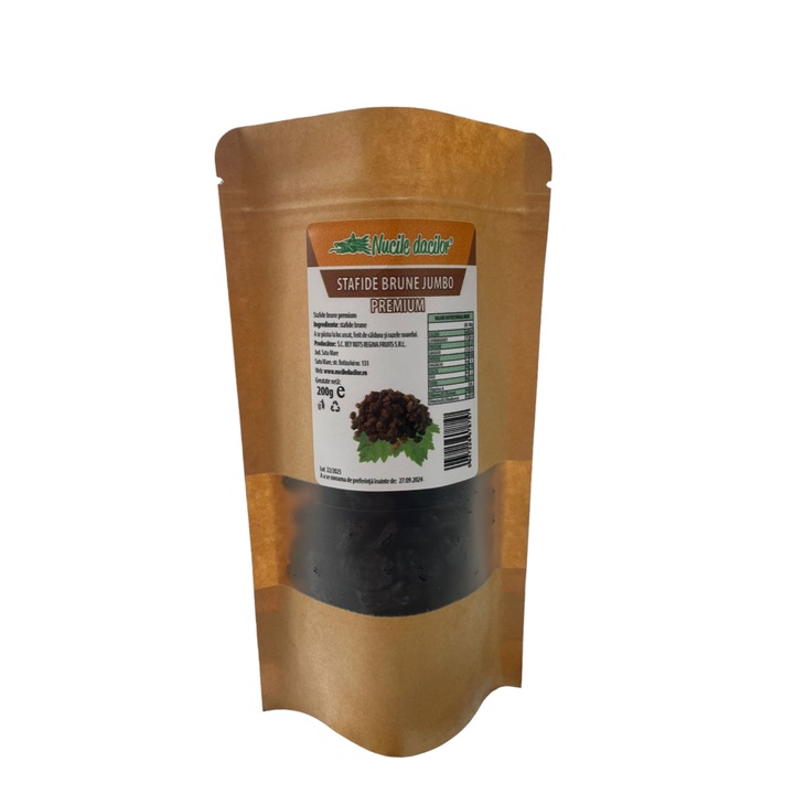 Stafide brune jumbo 200gr– sursa naturala de fier si fibre – ambalaj SmartZip resigilabil