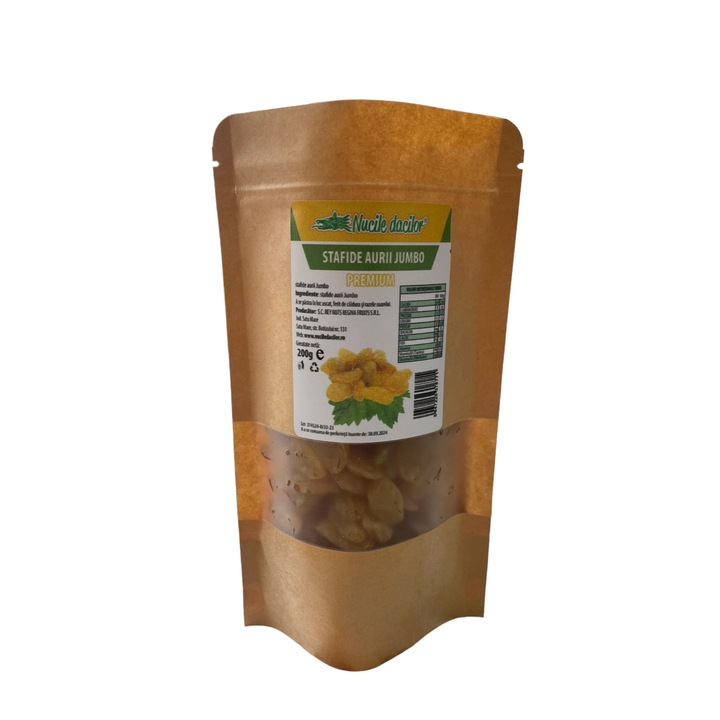 Stafide Aurii Jumbo 200 gr Gust Natural, ambalaj SmartZip resigilabil