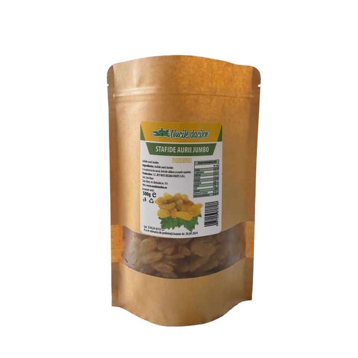 Stafide Aurii Jumbo 500 gr Gust Natural, ambalaj SmartZip resigilabil