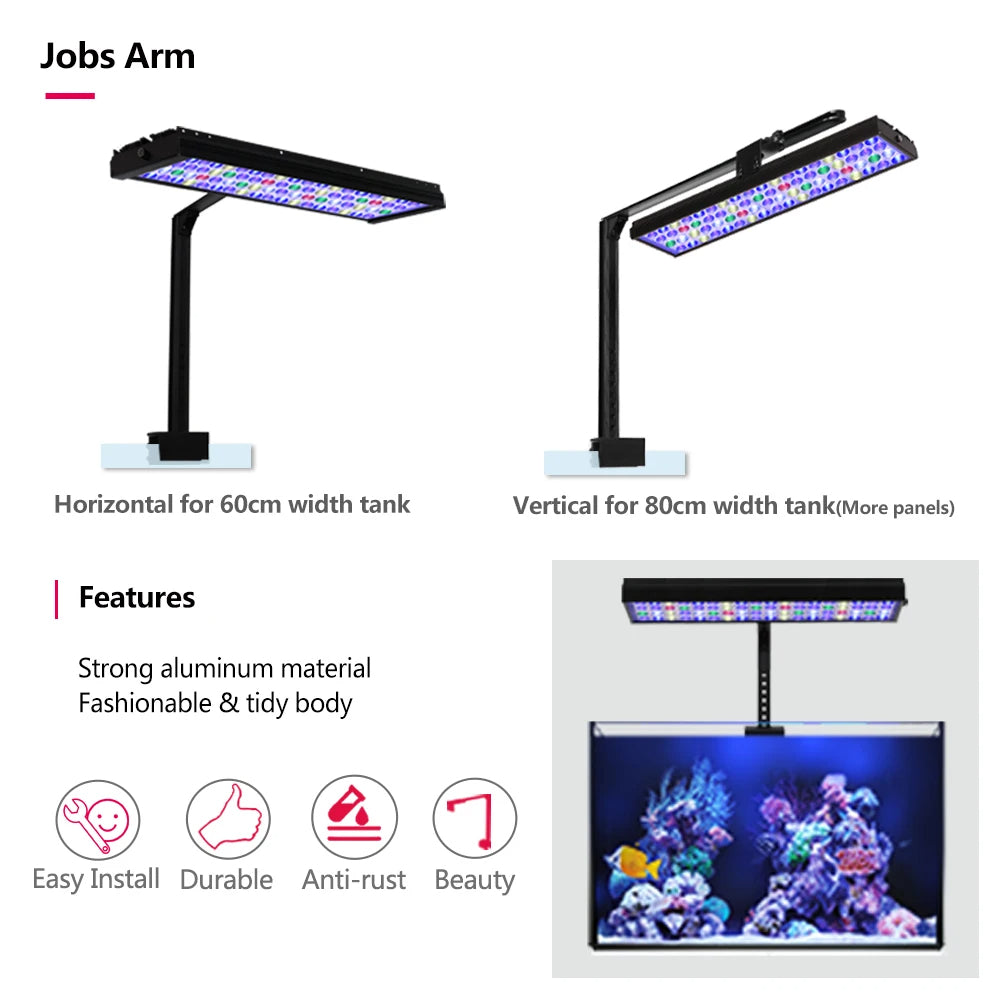 Akváriumi lámpa, 60 cm, akasztóval, 60 W, 265 V, 4 csatornás, fekete ...