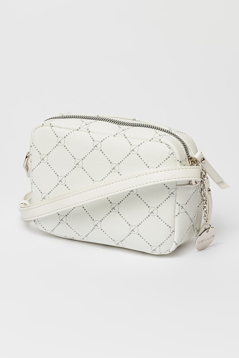 Tamaris, Geanta crossbody de piele ecologica Anastasia, Alb, Gri inchis