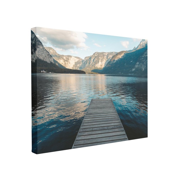 Tablou canvas Intelli®, Decoratiuni moderne pentru Living, Dormitor, Lac Intre Munti, F1451, 70x100 cm