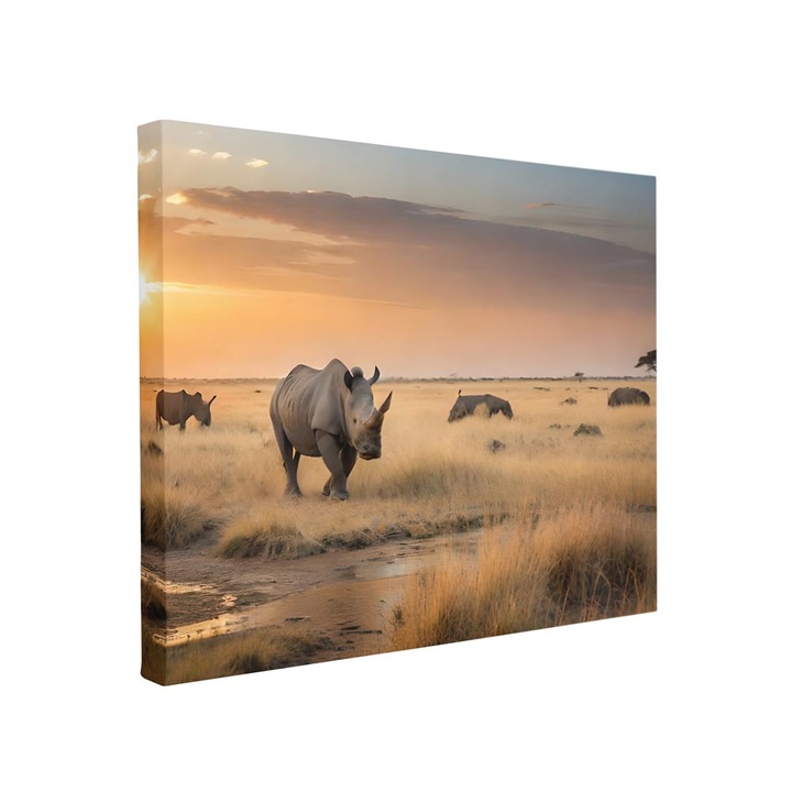 Tablou canvas Intelli®, Decoratiuni moderne pentru Living, Dormitor, Rinocer, F1458, 100x150 cm