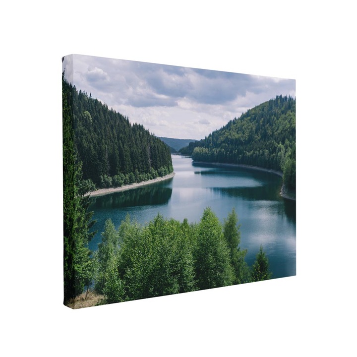 Tablou canvas Intelli®, Decoratiuni moderne pentru Living, Dormitor, Lac Intre Munti, F1460, 110x170 cm