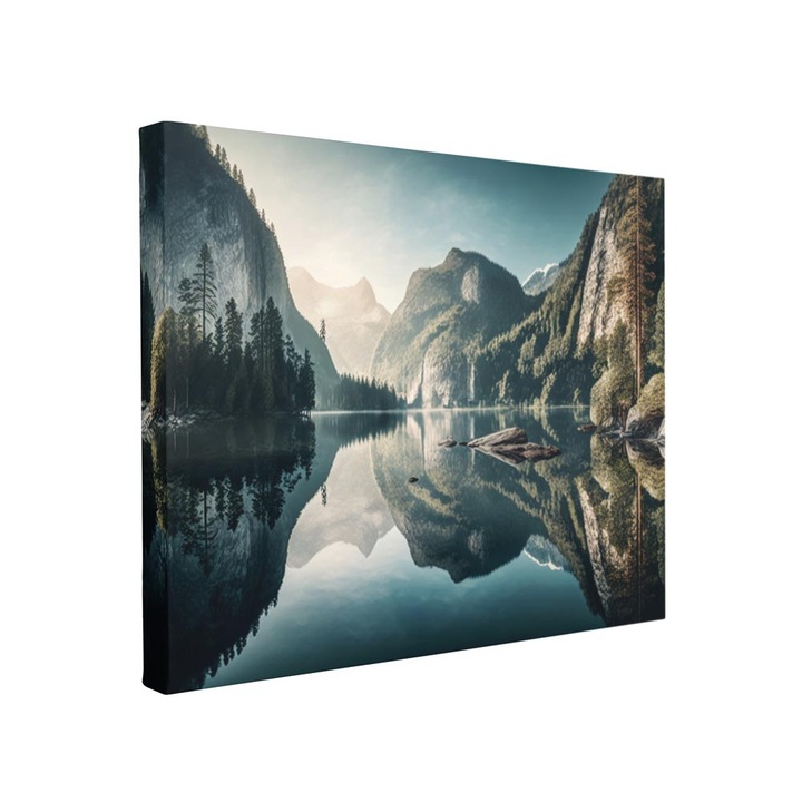 Tablou canvas Intelli®, Decoratiuni moderne pentru Living, Dormitor, Lac Intre Munti, F1475, 45x70 cm