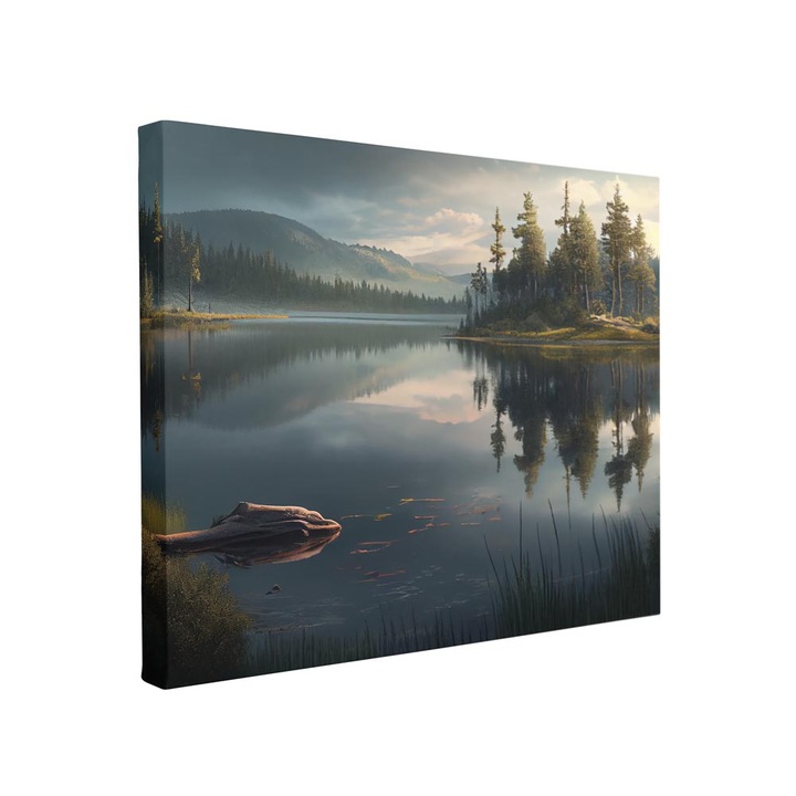 Tablou canvas Intelli®, Decoratiuni moderne pentru Living, Dormitor, Lac Intre Munti, F1476, 90x120 cm